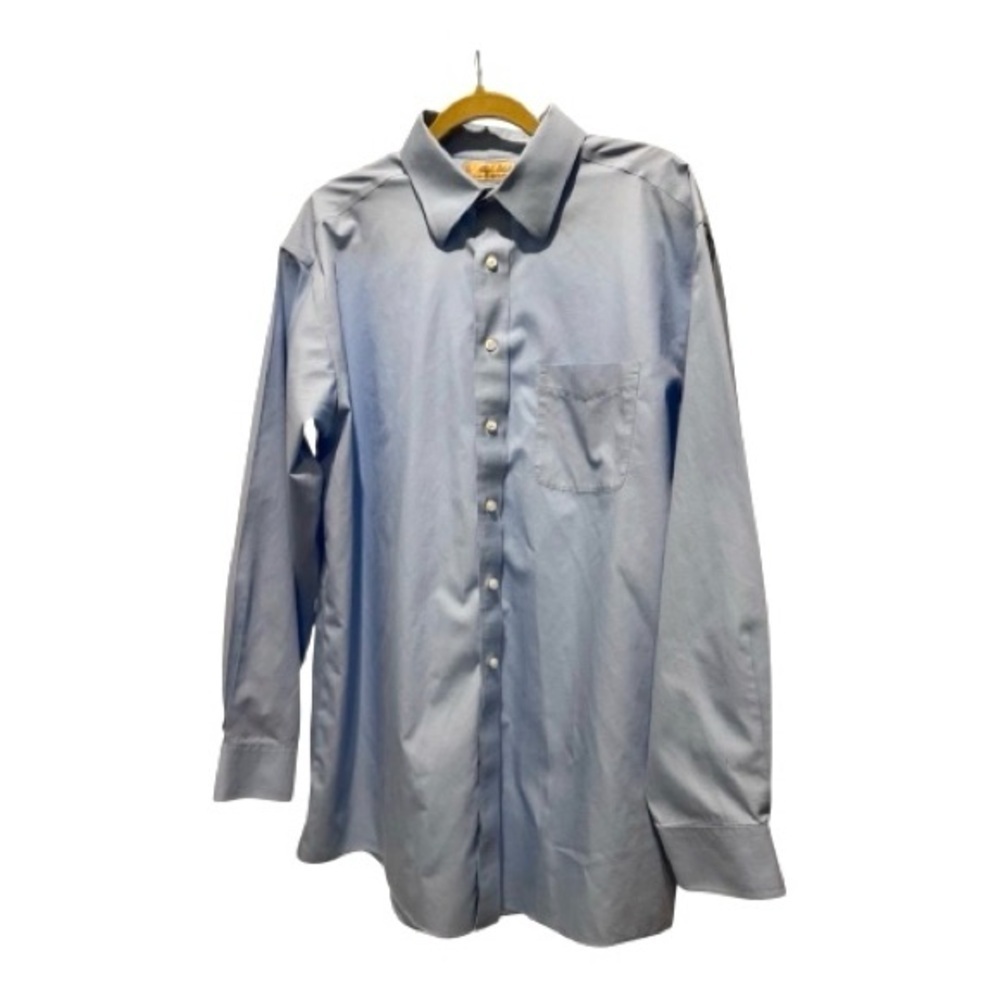 Roundtree & Yorke Gold Label Blue Dress Shirt 16.5/35 Cotton Long Sleeve